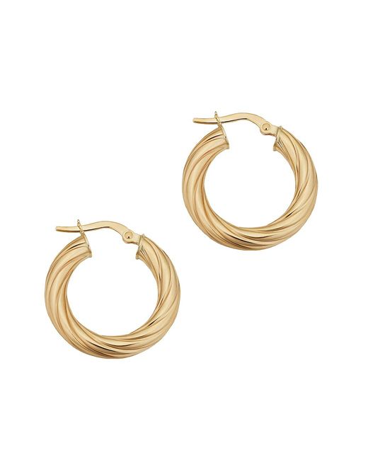 Oradina 14K Solid Gold With A Twist Round Hoops