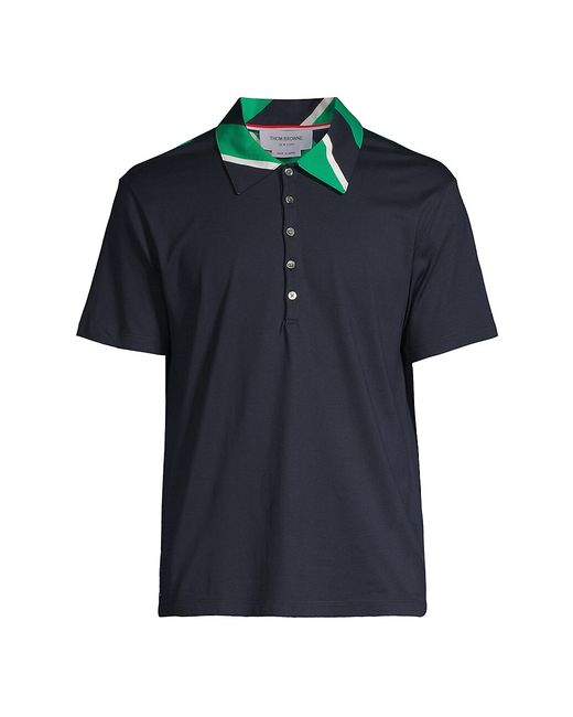 Thom Browne Striped Collar Short-Sleeve Polo Shirt