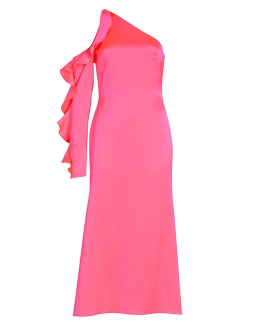 David Koma Ruffle One-Shoulder Midi-Dress