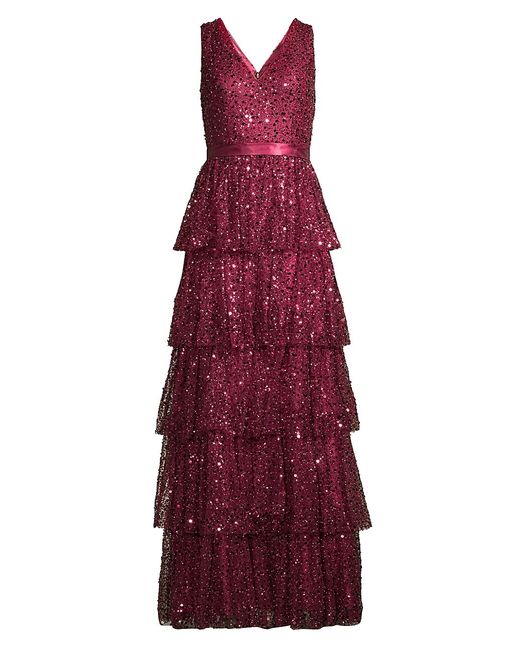 Basix Sleeveless Tiered Sequin Gown