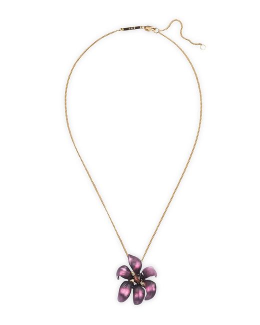 Alexis Bittar Burnt Fleur 14K-Gold-Plated Lucite Crystal Flower Pendant Necklace