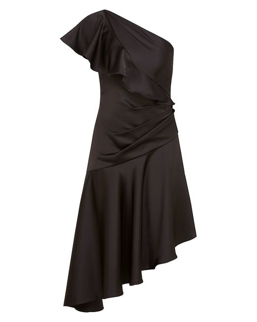 Theia Lara Ruffle Asymmetric One-Shoulder Dress