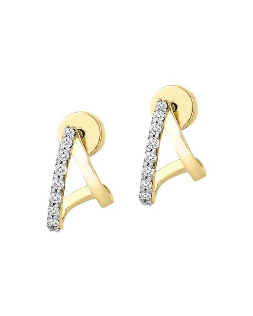 Her Story Mini 14K--Gold 0.15 TCW Diamond Single Double-Hoop Earrings