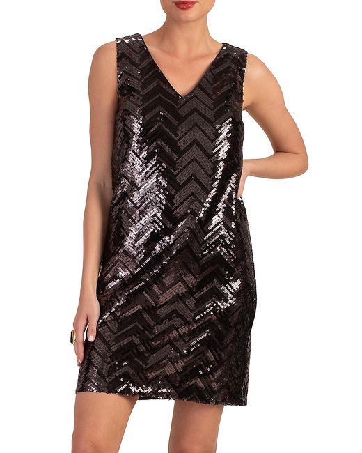 Trina Turk Glitterati Zigzag Sequin Sleeveless Minidress