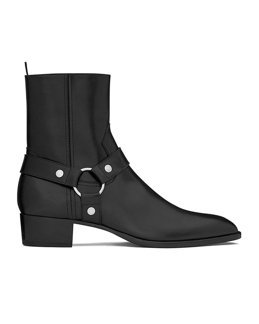 Saint Laurent Wyatt Harness Boots In Smooth Leather