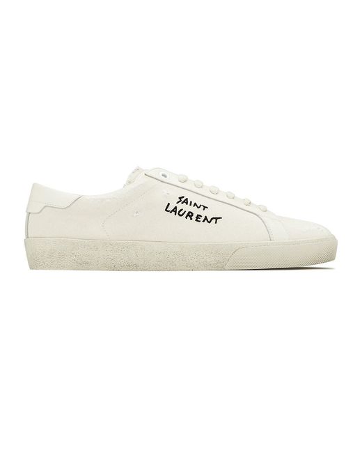 Saint Laurent Court Classic Sl/06 Embroidered Sneakers In And Leather