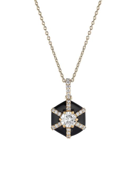 Goshwara Queen 18K 0.34 TCW Diamond Black Enamel Pendant Necklace