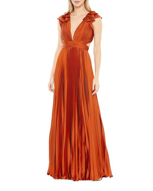 Mac Duggal Ieena Pleated Lace-Up Gown