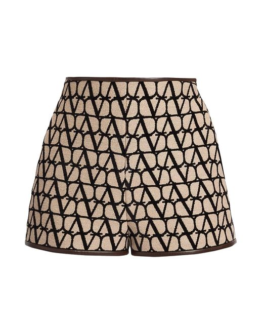Valentino Leather-Trimmed Jacquard-Knit Shorts