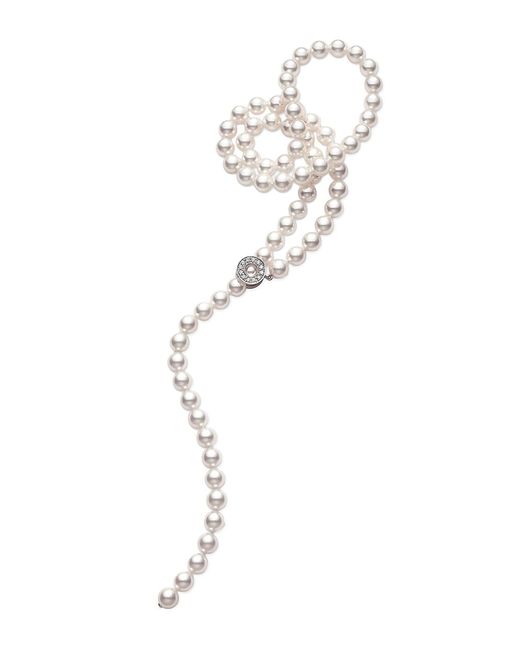 Mikimoto Everyday Essentials 18K Diamond Pearl Lariat Necklace