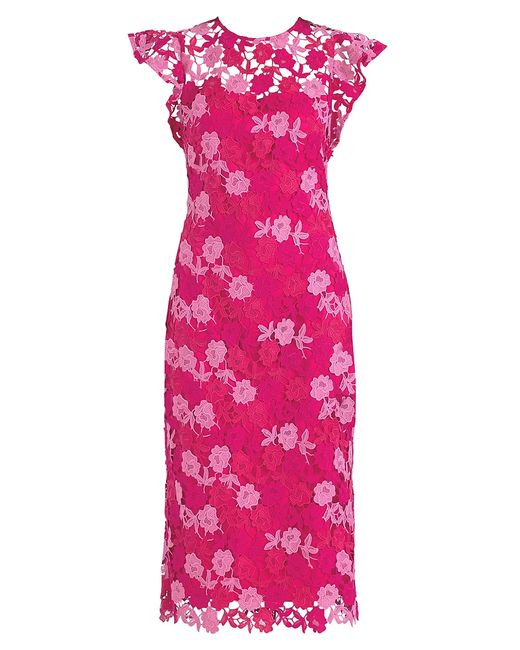Shoshanna Rachel Floral Lace Midi-Dress