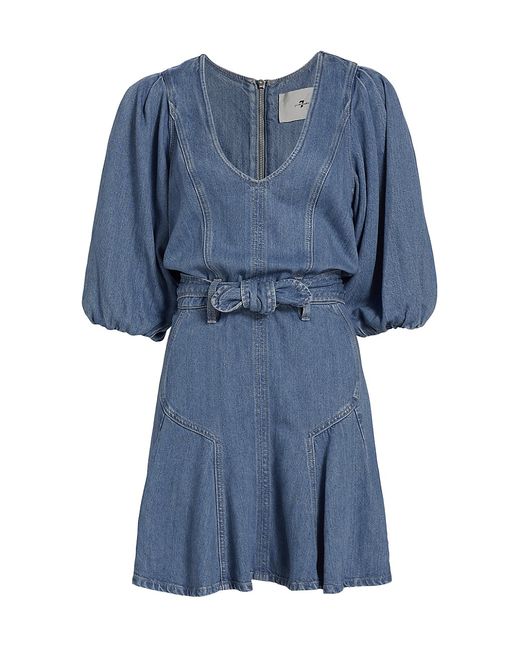 7 For All Mankind Puff-Sleeve Dress