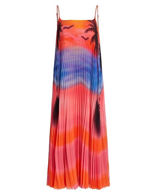 Brandon Maxwell Pleated Sunset Midi-Dress