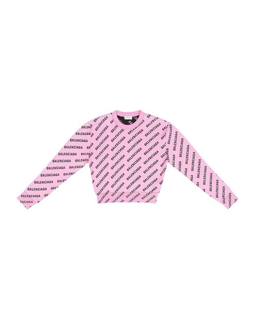 Balenciaga Mini All Over Logo Cropped Sweater