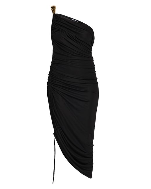 Bottega Veneta Ruched One-Shoulder Midi-Dress