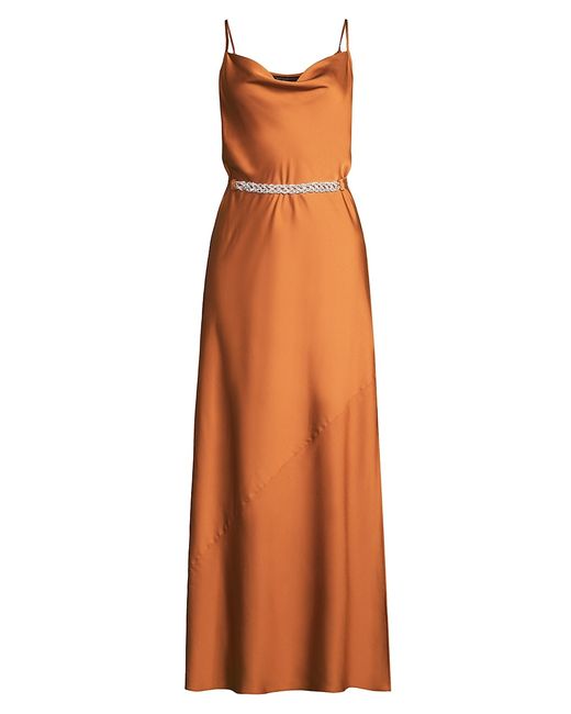 Donna Karan Crystal Belted Maxi Slip Dress