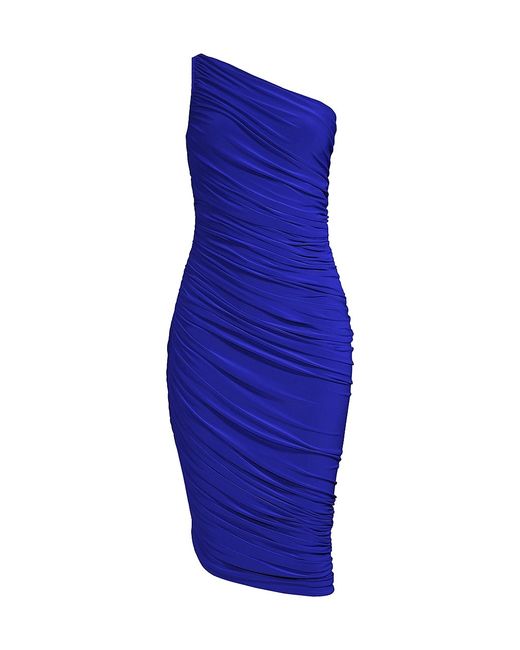 Norma Kamali Diana Ruched One-Shoulder Knee-Length Dress