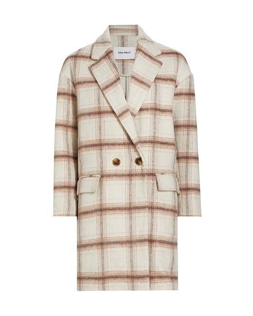 Ena Pelly Plaid Blend Oversized Double-Breasted Coat
