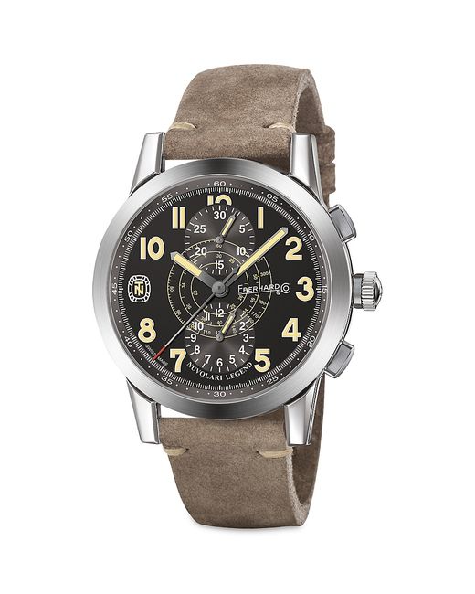 Eberhard Nuvolari Legend Steel Leather Strap Watch