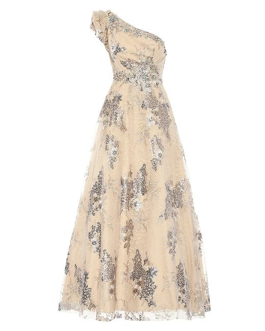 Mac Duggal Embellished One-Shoulder A-Line Gown