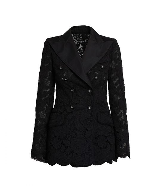 Dolce & Gabbana Double-Breasted Floral Lace Jacket