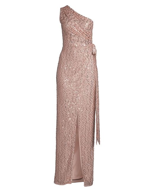 Aidan by Aidan Mattox Sequined One-Shoulder Gown