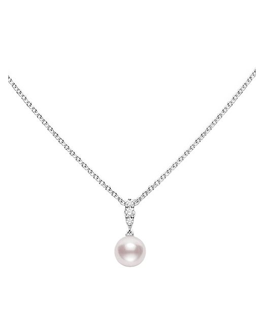Mikimoto Morning Dew 18K Gold Diamond Akoya Pearl Pendant Necklace
