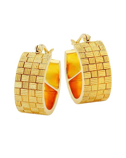 Gwen Beloti Jewelry Love Defined 2.0 18K Plated Woven Bar Hoop Earrings