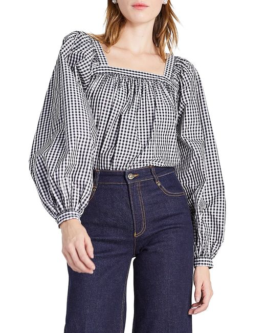 Kate Spade New York Holiday Party Gingham Squareneck Top