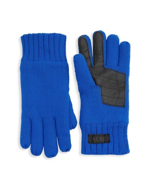 Ugg Leather-Trimmed Knit Gloves