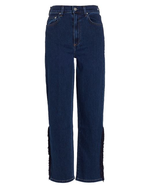 Le Jean Sabine Fringe High-Rise Cropped Straight-Leg Jeans