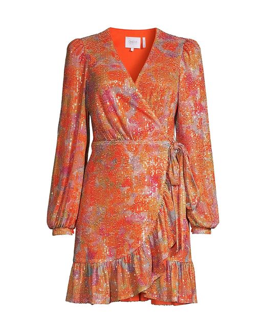 One33 Social Sequined Ruffled Wrap Dress