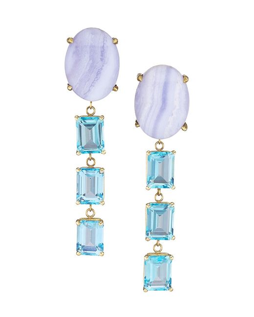 Jia Jia Atlas 14K Blue Lace Agate Topaz Drop Earrings