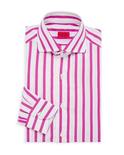 Isaia Stripe Woven Cotton Long-Sleeve Shirt