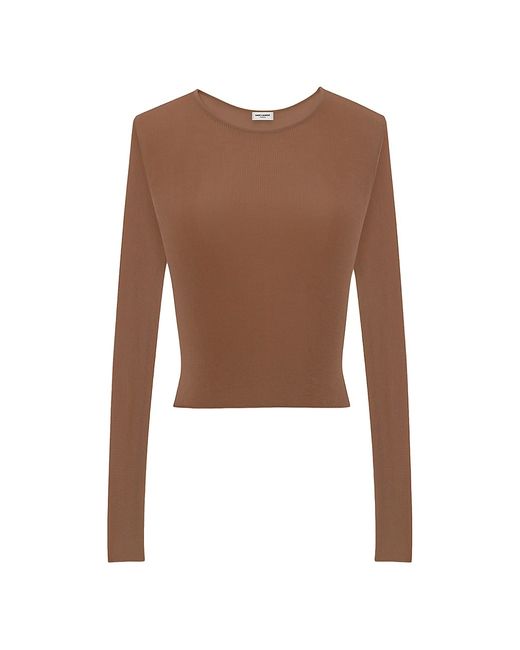 Saint Laurent Cropped Top in Ribbed Viscose