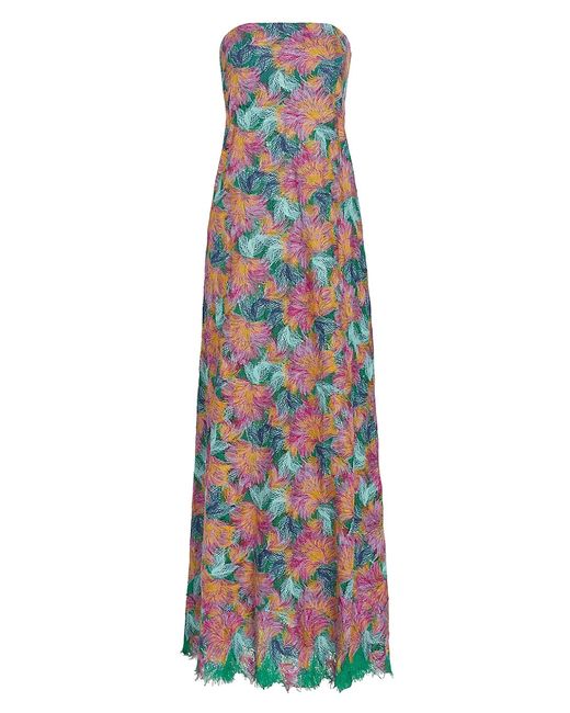 Christopher Esber Hibiscus Embroidered Strapless Dress