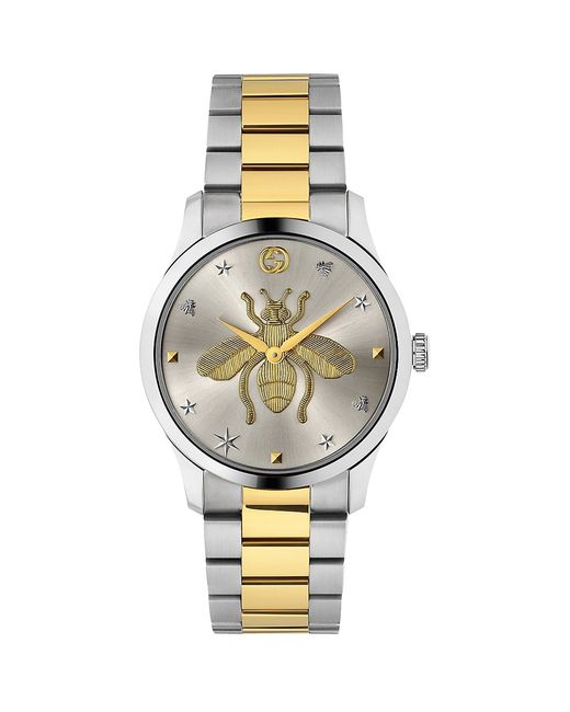 Gucci G-Timeless Stainless Steel Yellow Gold PVD Bee Motif Watch