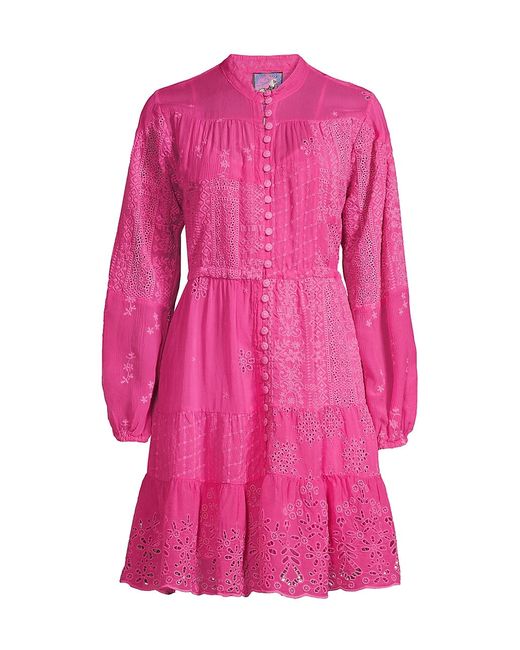 Johnny Was Lexan Embroidered Long-Sleeve Minidress