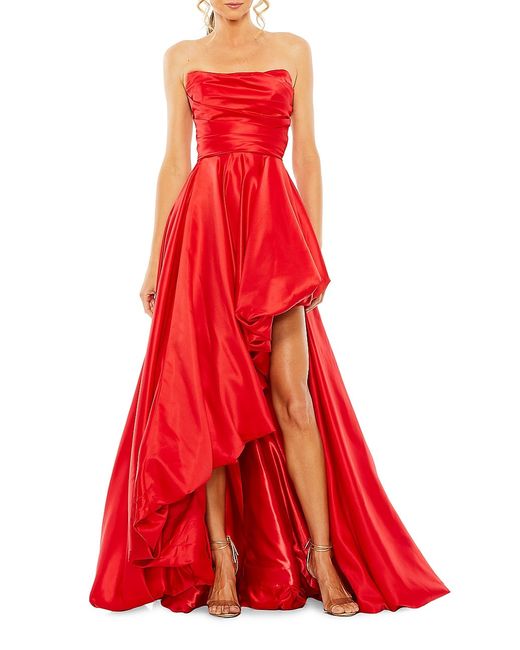 Mac Duggal Strapless High-Low Satin Gown