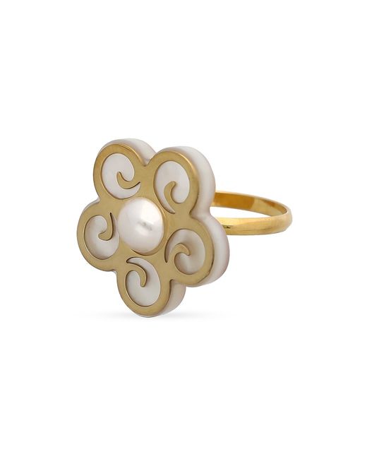 Majorica Roxana 18K Gold-Plated Faux Mother-Of Ring