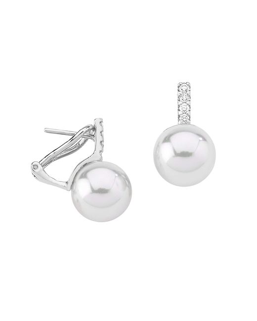 Majorica Selene Rhodium-Plated Lab-Grown Pearls Earrings