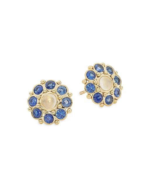 Temple St. Clair Celestial 18K Moonstone Blue Sapphire Stella Cluster Earrings