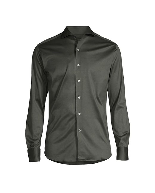 Canali Cotton Button-Front Sportshirt