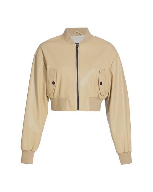 LaMarque Evelin Faux-Leather Cropped Bomber Jacket