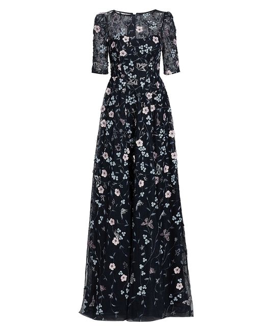 Teri Jon by Rickie Freeman Floral Embroidered Gown