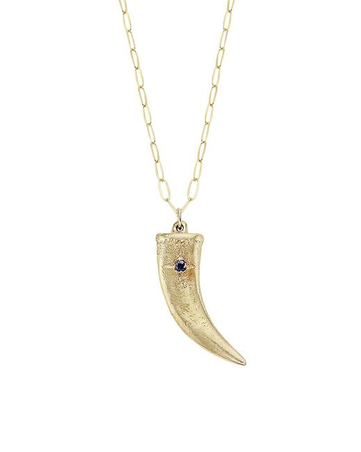 Maison Mönik Precious Goldtone Blue Sapphire Claw Pendant Necklace
