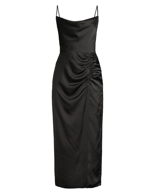 Milly Lilliana Ruched Satin Cowlneck Slipdress