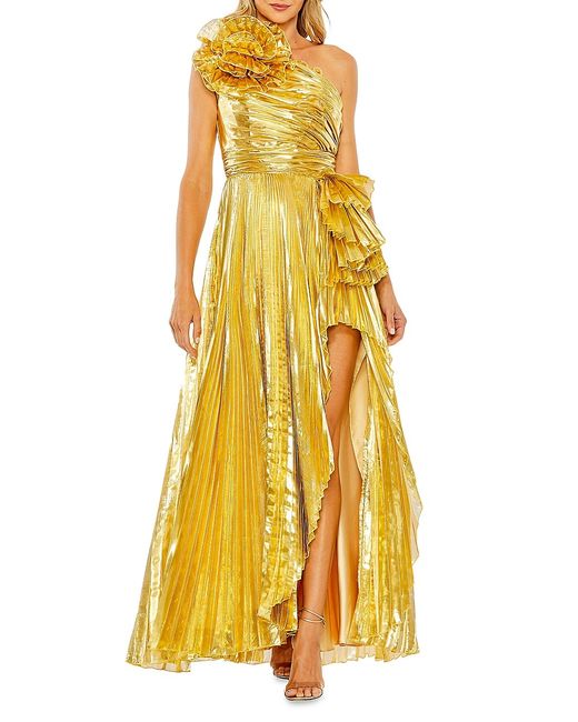 Mac Duggal One-Shoulder Pleated Gown