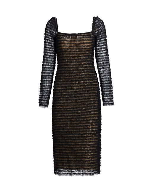 Jason Wu Collection Smocked Long-Sleeve Midi-Dress
