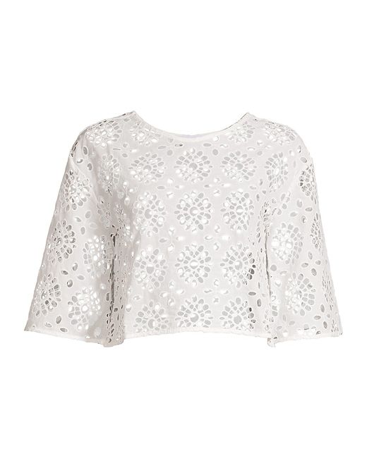Anne Fontaine Calys Eyelet Cropped Blouse